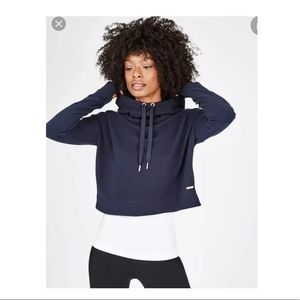 Sweaty Betty | Tops | Sweaty Betty Escape Luxe Fleece Cropped Hoodie Beetle  Blue Size L New With Tags | Poshmark